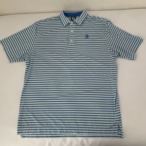 FJ Footjoy Polo Shirt Men XL Blue Stripe Short Sleeve‎ Golf Athletic Casual Norm